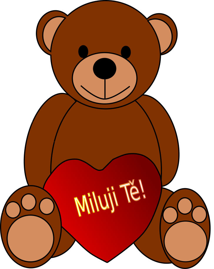 Valentýn - přání medvídek s textem Miluji Tě! Milostné valentýnské blahopřání